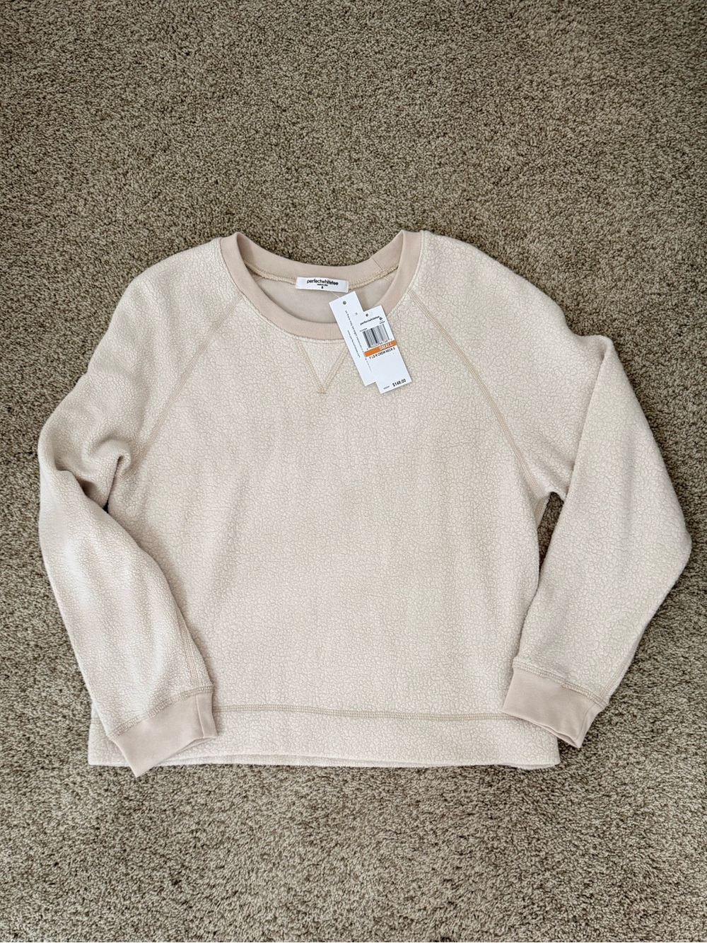 NWT PerfectWhiteTee Eden Fleece Sweatshirt Size S Sugar